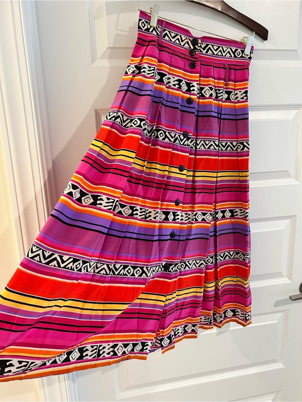 Vintage Adam Douglass Silk Skirt Pink Purple Multi Size M
